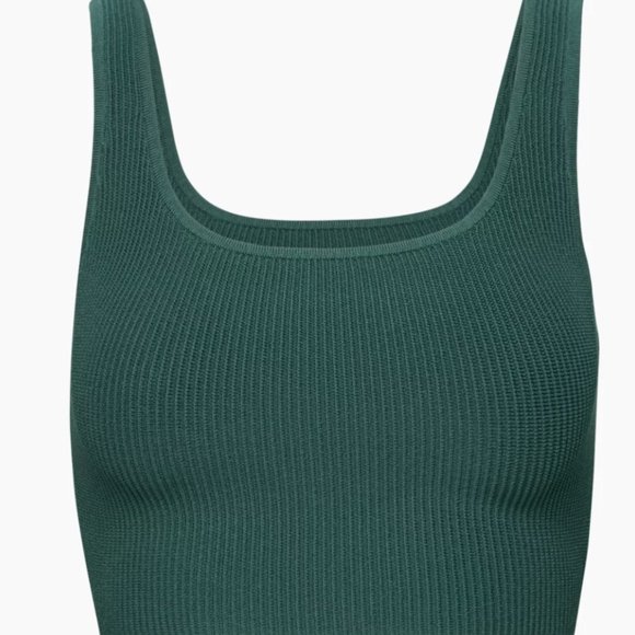 BABATON ARITZIA Forest Green Sculpt Knit Squareneck Cropped Tank - Picture 2 of 5